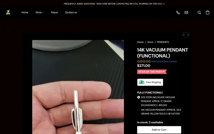 /products/14K-VACUUM-PENDANT-FUNCTIONAL-p476616817 — HAWAII ROPE CHAINS - NO STORE FRONT