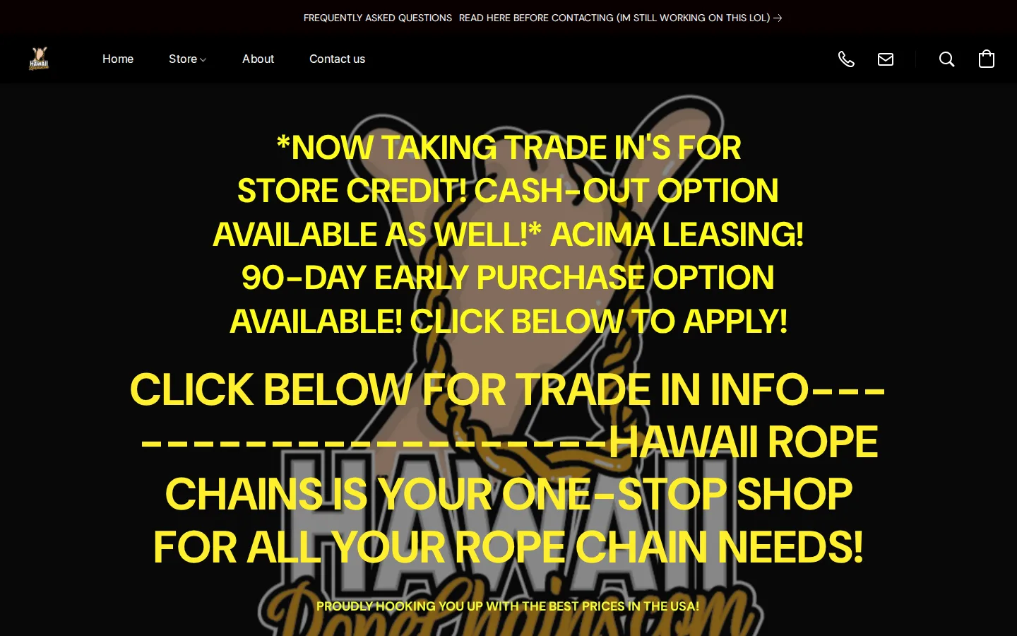 Captured website of HAWAII ROPE CHAINS - NO STORE FRONT