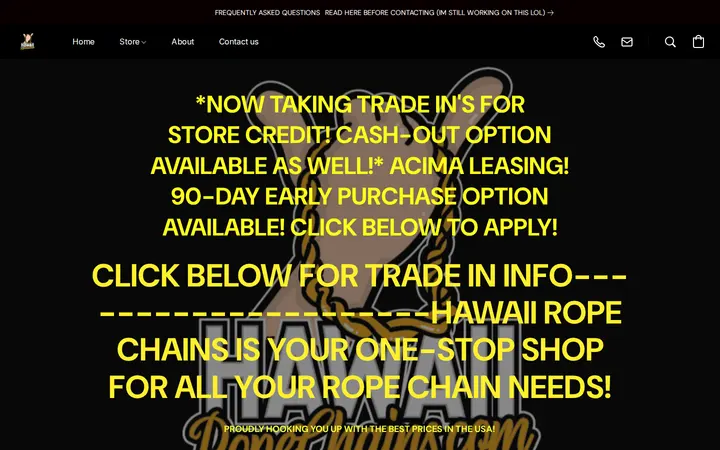 Website of HAWAII ROPE CHAINS - NO STORE FRONT