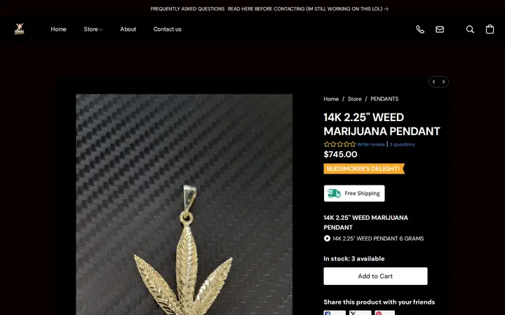 /products/14K-2-25-WEED-MARIJUANA-PENDANT-p453981980 — HAWAII ROPE CHAINS - NO STORE FRONT