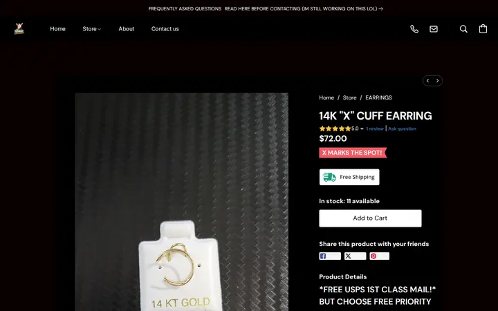 /products/14K-X-CUFF-EARRING-p486151749 — HAWAII ROPE CHAINS - NO STORE FRONT