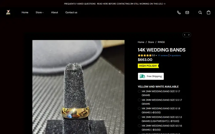 /products/14K-WEDDING-BANDS-p589527606 — HAWAII ROPE CHAINS - NO STORE FRONT