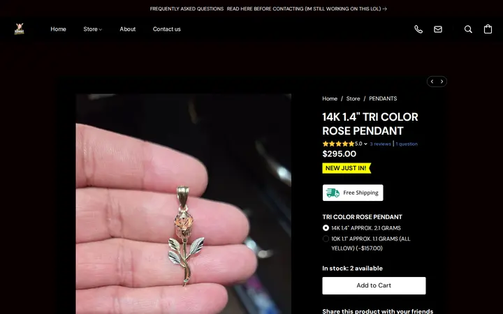 /products/14K-1-4-TRI-COLOR-ROSE-PENDANT-p774984973 — HAWAII ROPE CHAINS - NO STORE FRONT