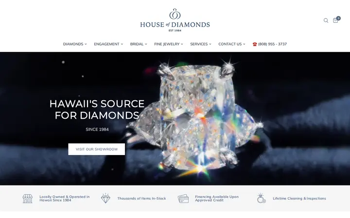 Website of House of Diamonds Hawaii