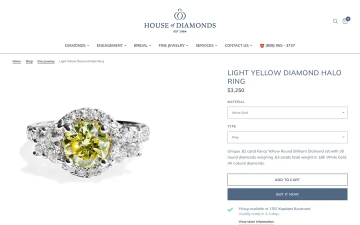 /collections/fine-jewelry/products/yellow-diamond-ring-1 — House of Diamonds Hawaii