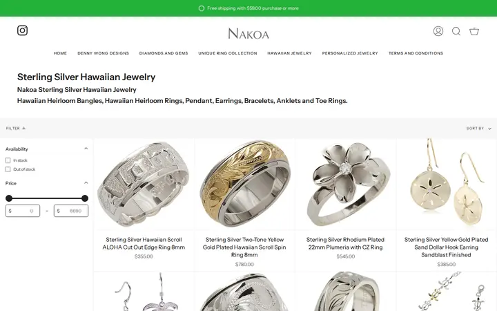/collections/sterling-silver-hawaiian-jewelry — Nakoa Jewelry