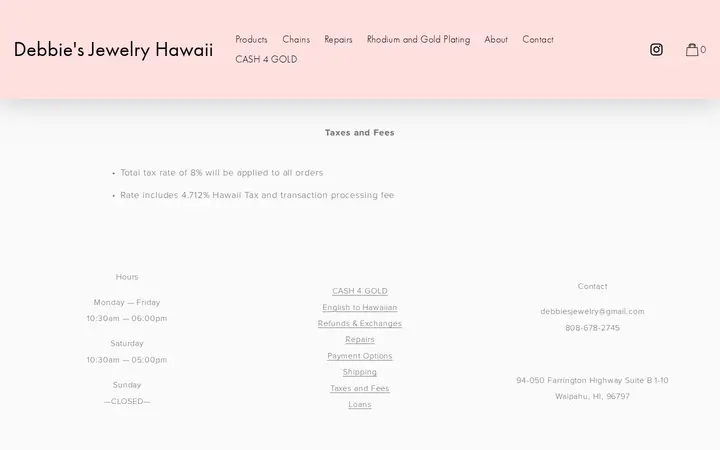 /taxes-and-fees — Debbie's Jewelry