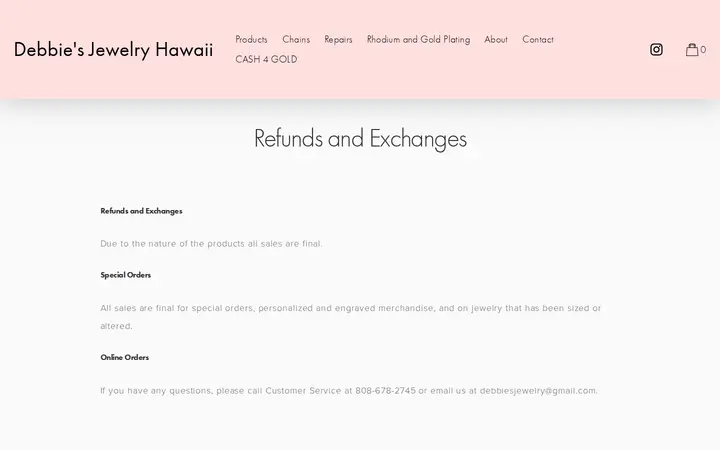 /shipping-returns — Debbie's Jewelry