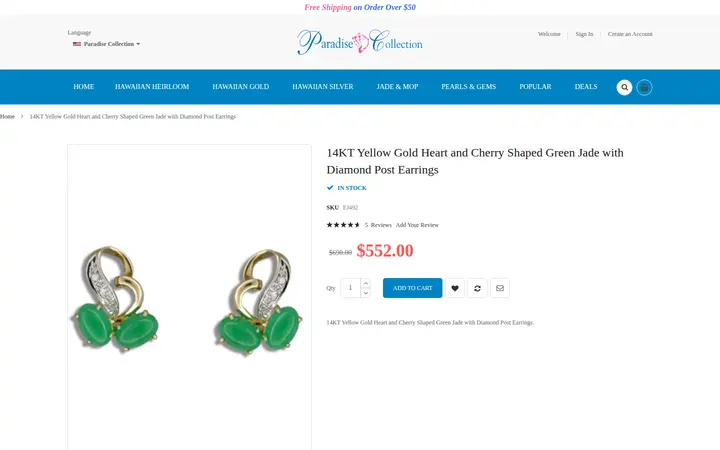 /jade-jewelry/14kt-jade-jewelry/14kt-green-jade-jewelry/14kt-yellow-gold-heart-and-cherry-shaped-green-jade-with-diamon-post-earrings.html — Paradise Collection