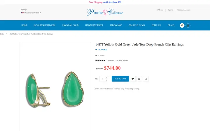 /jade-jewelry/14kt-jade-jewelry/14kt-green-jade-jewelry/14kt-yellow-gold-green-jade-tear-drop-french-clip-earrings.html — Paradise Collection