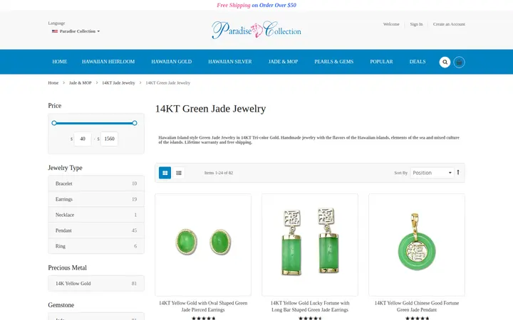 /gold-hawaiian-jewelry/14kt-jade-jewelry/14kt-green-jade-jewelry.html — Paradise Collection