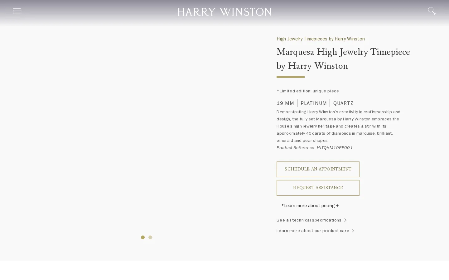 Captured website of Harry Winston Ala Moana