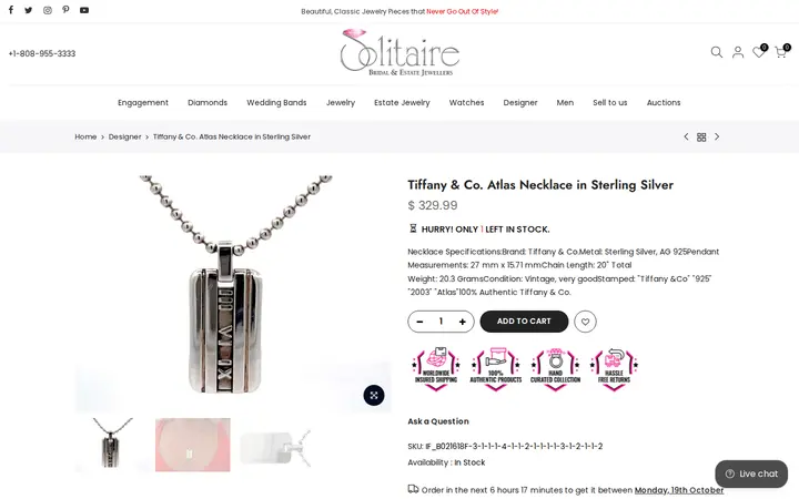 /collections/designer-jewelry/products/tiffany-co-atlas-necklace-in-sterling-silver — Solitaire Jewelers