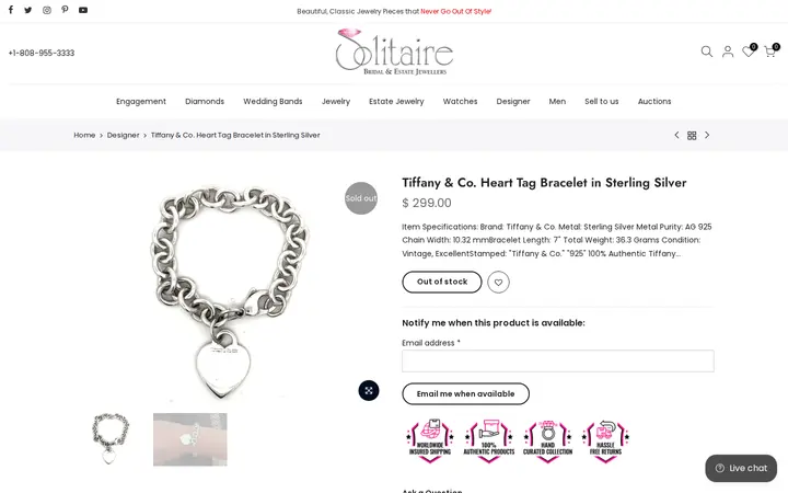 /collections/designer-jewelry/products/tiffany-co-heart-tag-bracelet-in-sterling-silver — Solitaire Jewelers