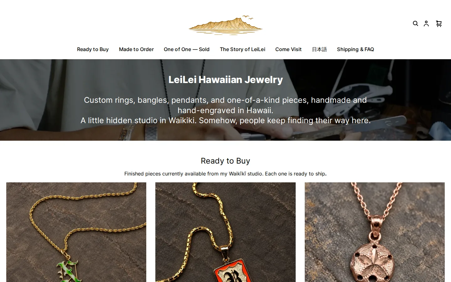 Captured website of LeiLei Hawaiian Jewelry