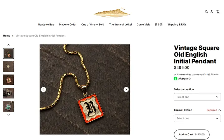 /product/vintage-square-old-english-initial-pendant/15 — LeiLei Hawaiian Jewelry