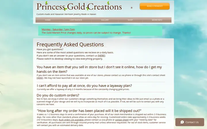 /faq — Princess Gold Creation