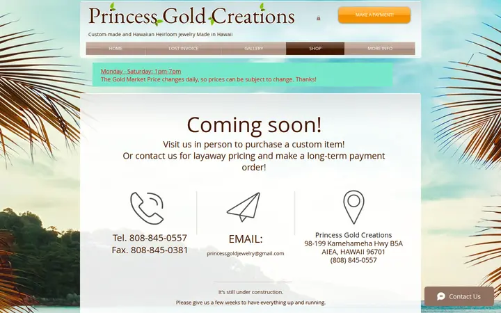/coming-soon — Princess Gold Creation