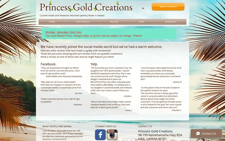 /reviews — Princess Gold Creation