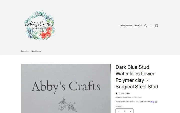 /products/dark-blue-stud-water-lilies-flower-resin-surgical-steel-stud — Abbys Crafts