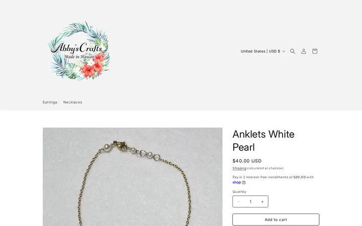 /products/anklets-white-pearl — Abbys Crafts