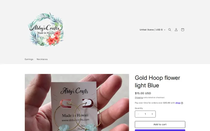 /products/gold-hoop-flower-light-blue — Abbys Crafts