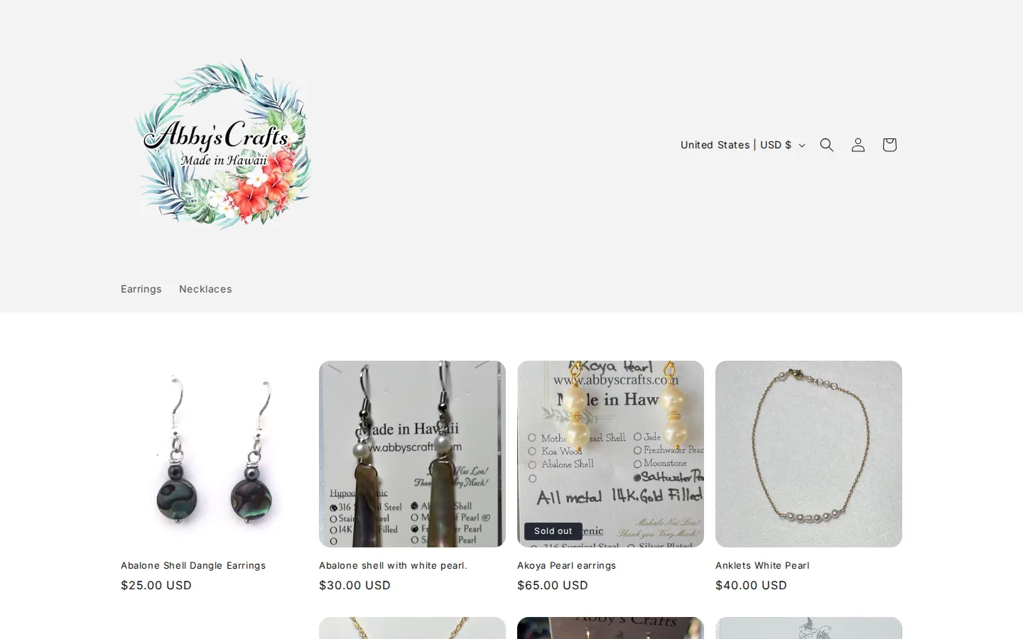 Captured website of Abbys Crafts