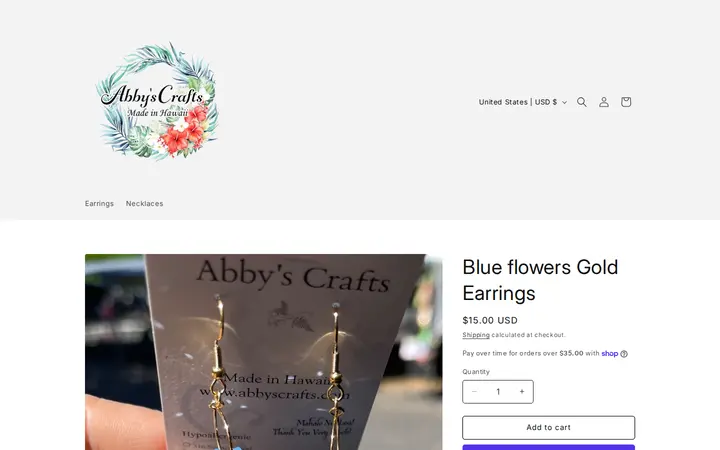 /products/copy-pink-flowers-gold-earrings — Abbys Crafts