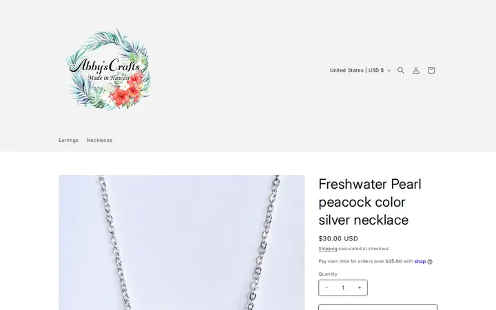 /products/pearl-5-bead-silver-necklace — Abbys Crafts