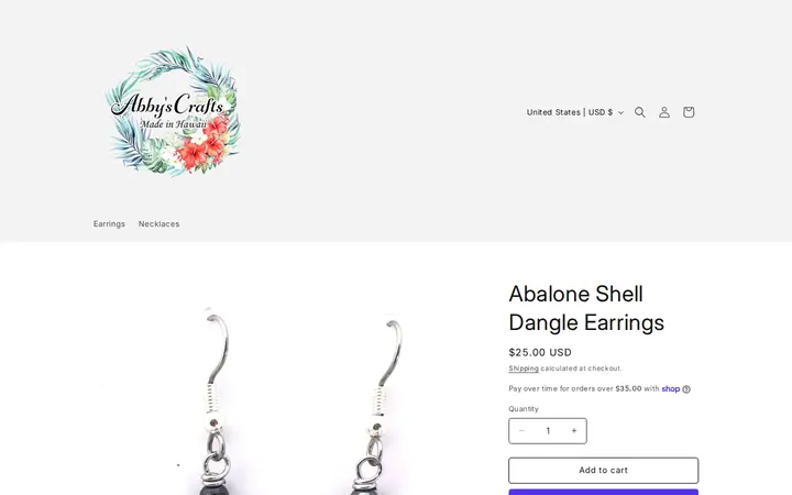 /products/abalone-shell-dangle-earring — Abbys Crafts