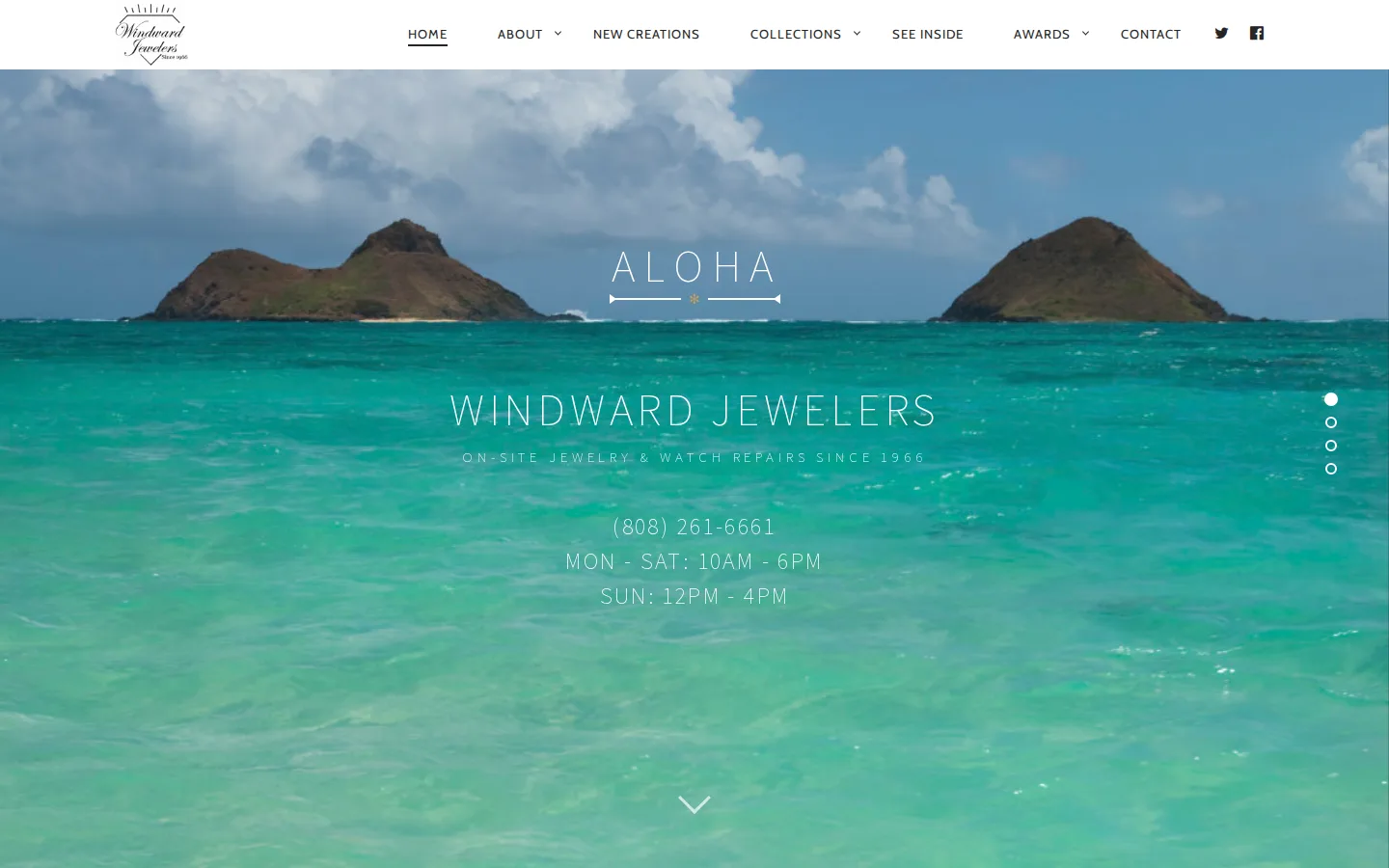 Captured website of Windward Jewelers