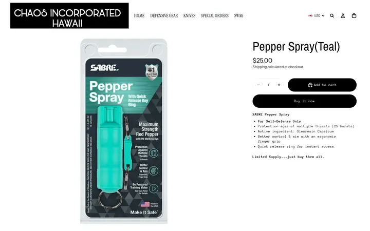 /products/pepper-sprayteal — Chaos Incorporated
