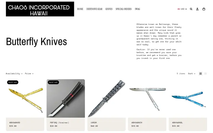 /collections/butterfly-knives — Chaos Incorporated