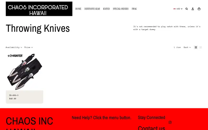 /collections/throwing-knives — Chaos Incorporated