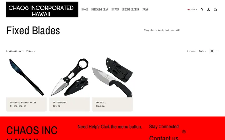 /collections/fixed-blades — Chaos Incorporated