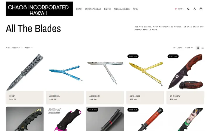 /collections/blades — Chaos Incorporated