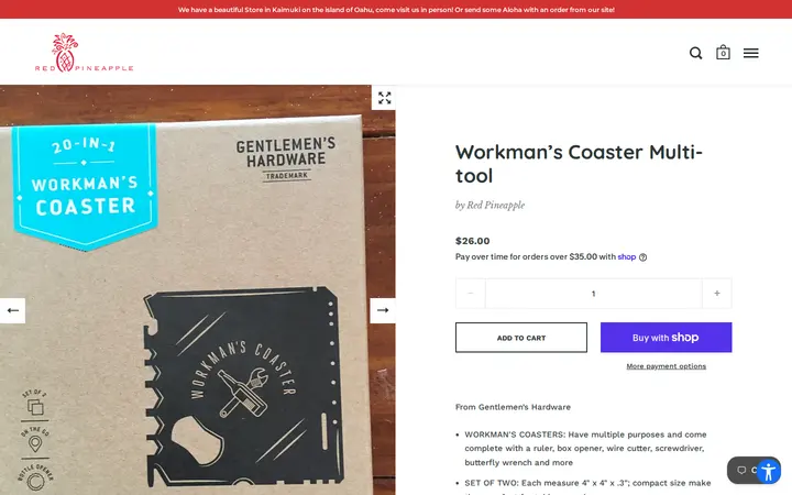 /collections/great-gifts-for-guys/products/workman-s-coaster — Red Pineapple