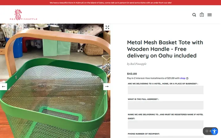 /collections/great-gifts-for-guys/products/metal-mesh-basket-tote-wooden-handle-free-delivery-on-oahu-included — Red Pineapple