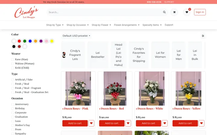 /shop — Cindy's Lei & Flower Shoppe