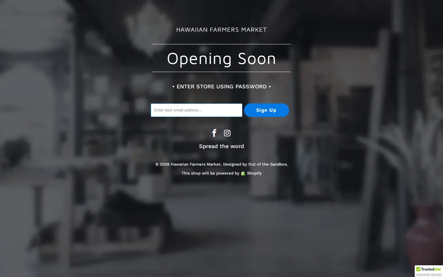 Captured website of Hawaiian Farmers Market