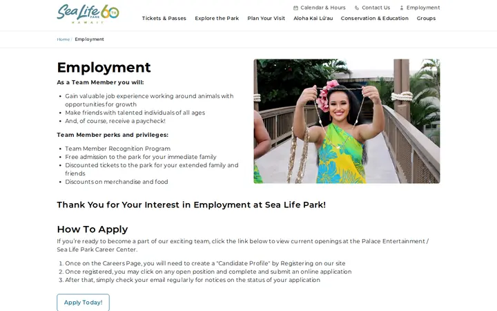 /employment — Sea Life Park Hawaii