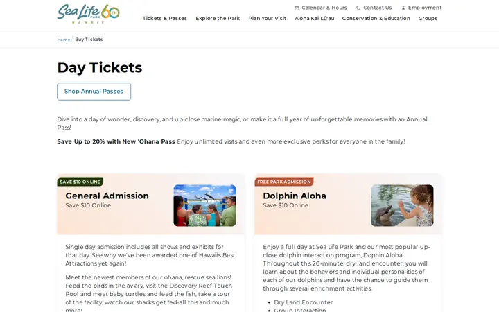 /buy-tickets — Sea Life Park Hawaii