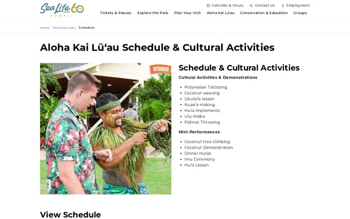 /aloha-kai-luau/schedule — Sea Life Park Hawaii
