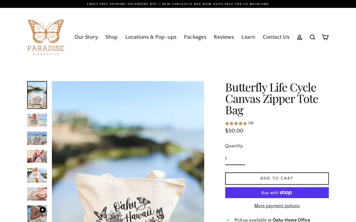 /collections/butterfly-merch/products/butterfly-life-cycle-canvas-zipper-tote-bag — Paradise Monarchs