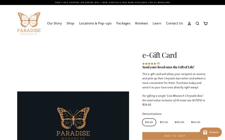 /products/paradise-monarchs-gift-card — Paradise Monarchs