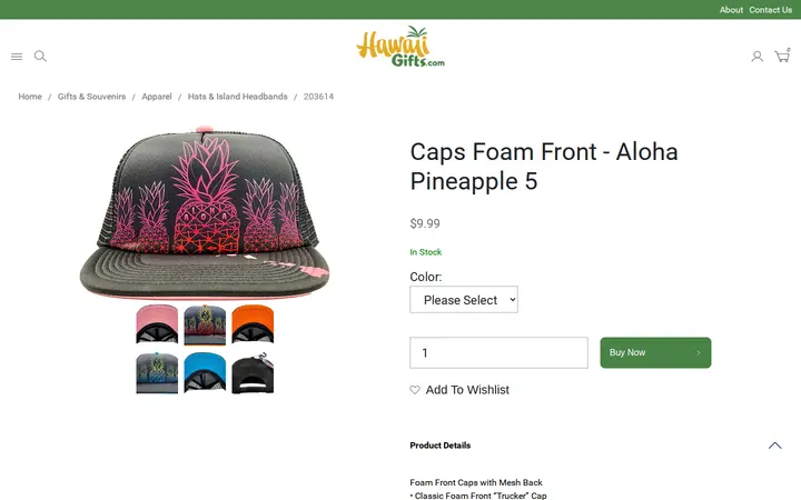 /gifts-and-souvenirs/apparel/caps-foam-front---aloha-pineapple-5.html — Hawaii Gifts.com