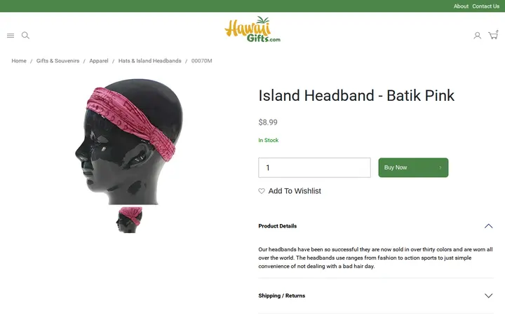 /gifts-and-souvenirs/apparel/island-headband---batik-pink.html — Hawaii Gifts.com