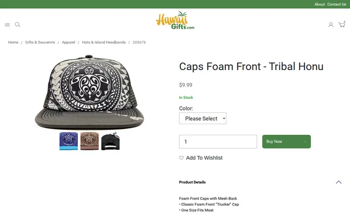 /gifts-and-souvenirs/apparel/caps-foam-front---tribal-honu.html — Hawaii Gifts.com