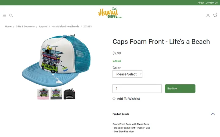 /gifts-and-souvenirs/apparel/caps-foam-front---lifes-a-beach.html — Hawaii Gifts.com