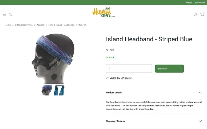 /gifts-and-souvenirs/apparel/island-headband---striped-blue.html — Hawaii Gifts.com